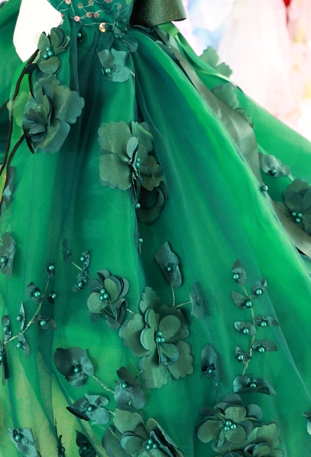 Emerald Green Floral Pet Gown