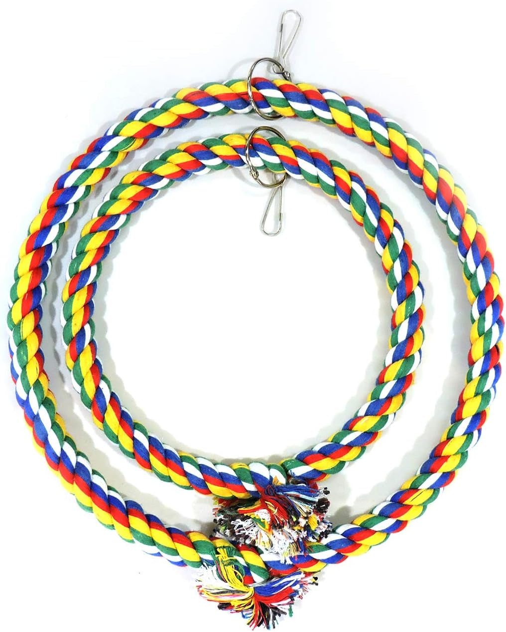 Colorful braided lanyard with tassel on a white background