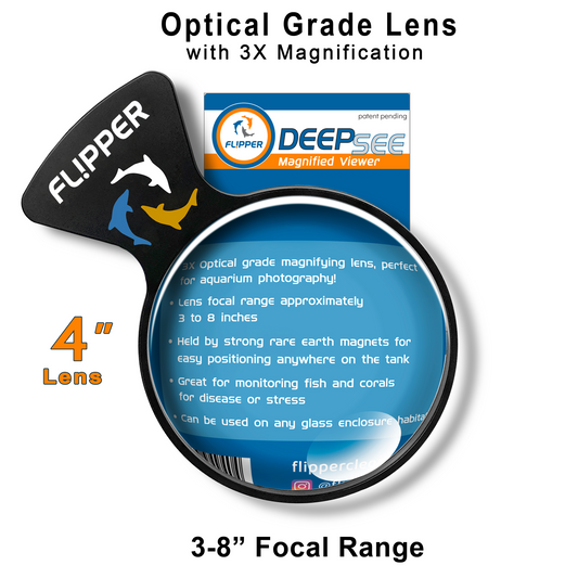 Flipper DeepSee magnified viewer with optical grade lens and 3X magnification on a white background.