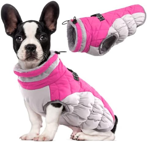 Lelepet Dog Winter Coat - Waterproof Fleece Jacket with Built-in Harness
