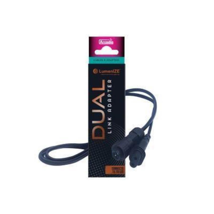 Lumenize dual link adapter with packaging on a white background