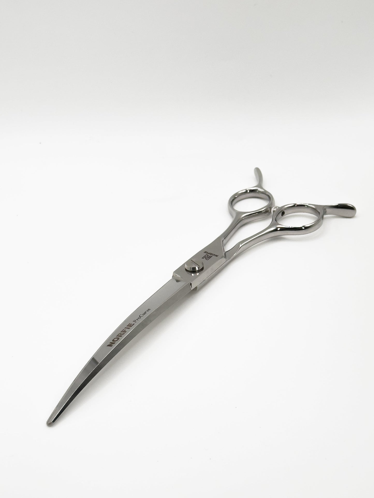 Silver scissors on a white background