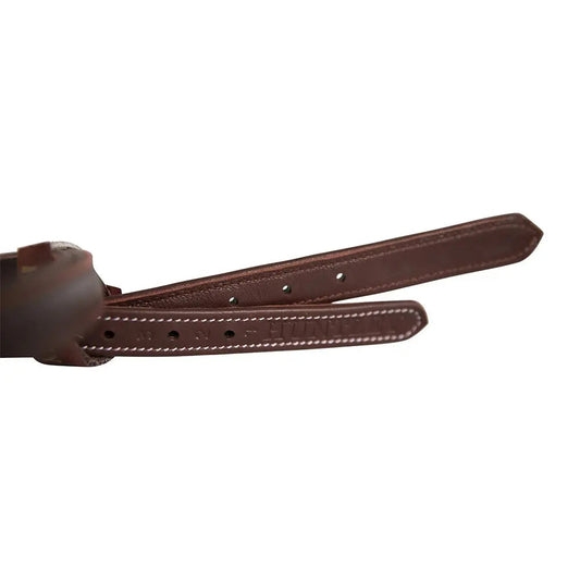 Brown leather belt on a white background