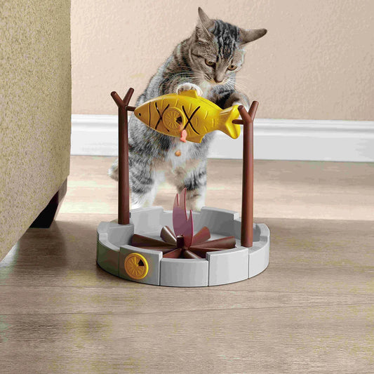 Interactive Cat Treat Dispenser & Slow Feeder – Grilled Fish Puzzle Toy