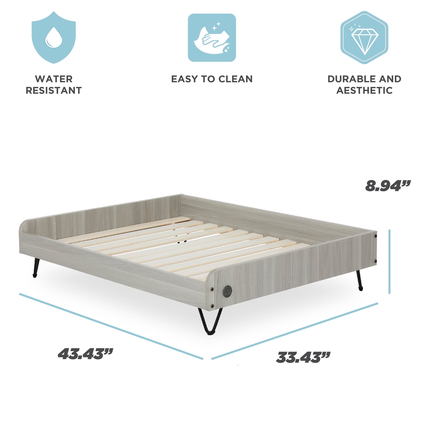 Asher Small Wooden Elevated Pet Bed with Mattress, Greenguard Gold Certified