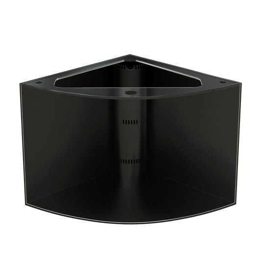 Black corner shelf on a white background