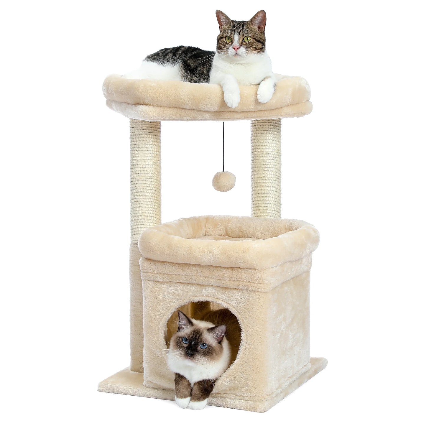 27 Cat Tree for Medium Cats Plush Condo and Scratching Posts Beige