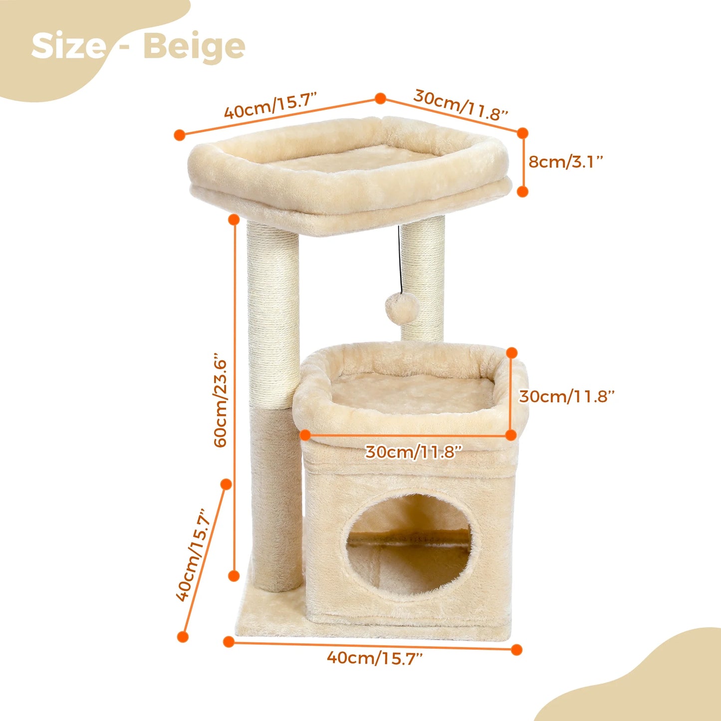 27 Cat Tree for Medium Cats Plush Condo and Scratching Posts Beige