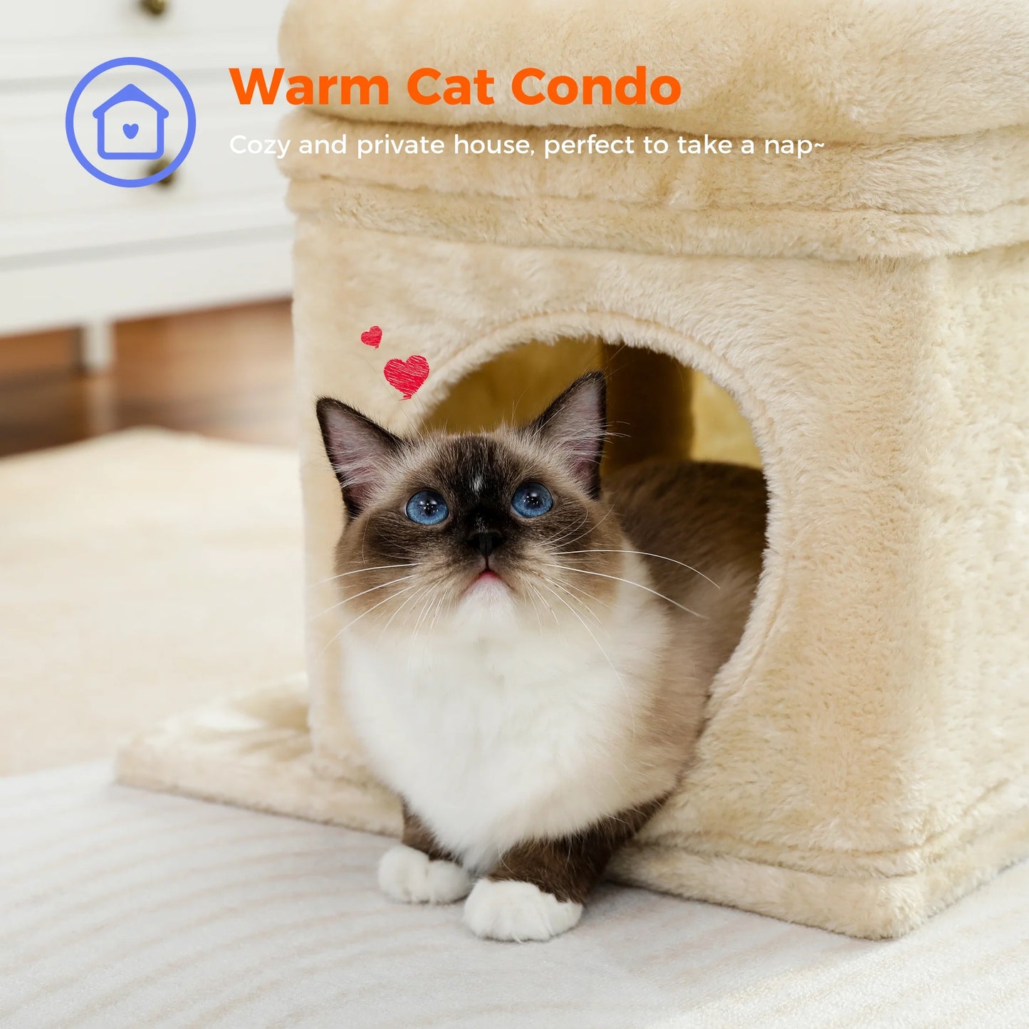 27 Cat Tree for Medium Cats Plush Condo and Scratching Posts Beige