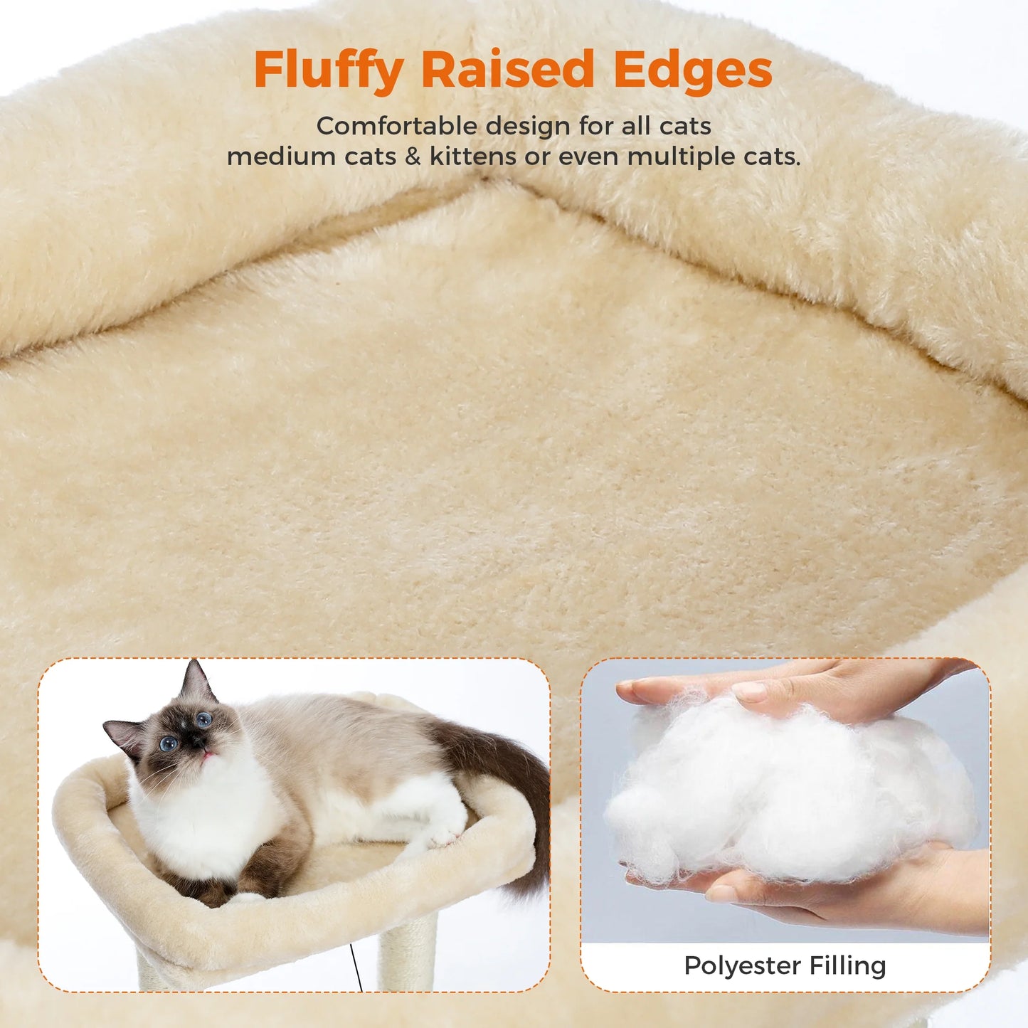 27 Cat Tree for Medium Cats Plush Condo and Scratching Posts Beige