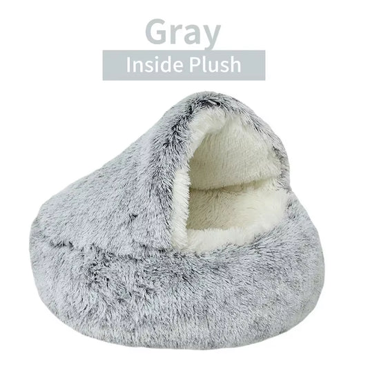 Cozy round pet bed with plush interior for small cats and dogs