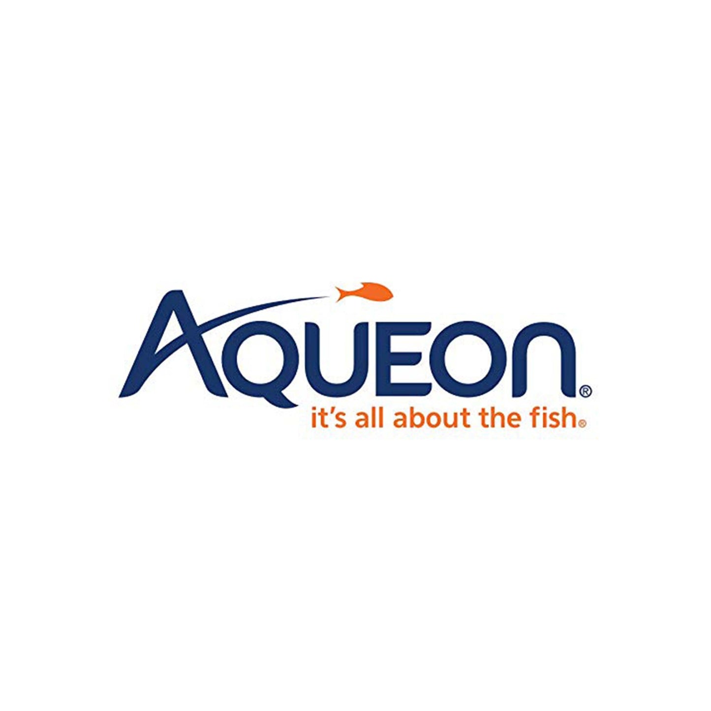 Aqueon logo with tagline 'it's all about the fish' on a white background