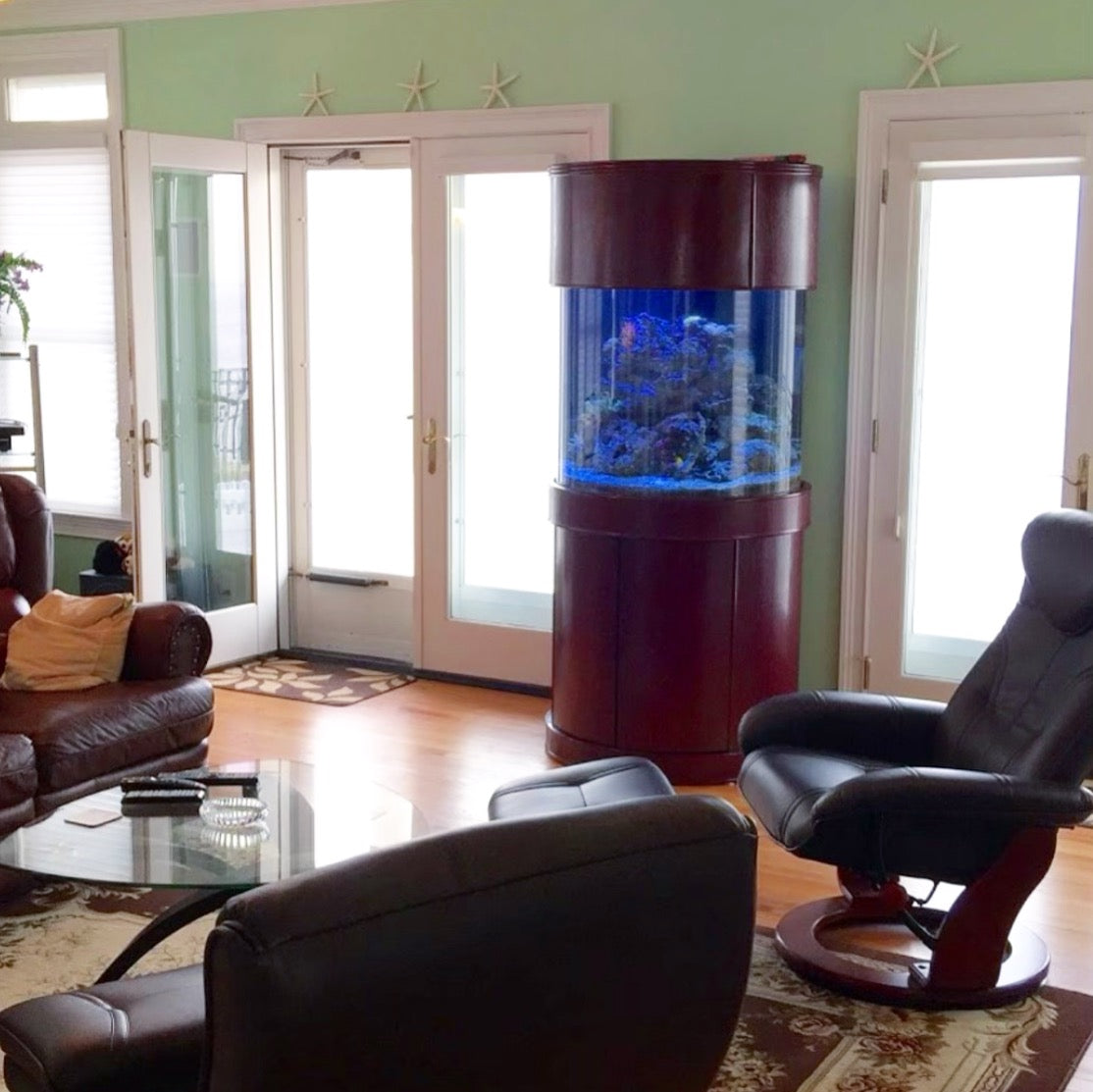 90 Gallon Glass 3/4 Cylinder Round Aquarium With Stand and Canopy