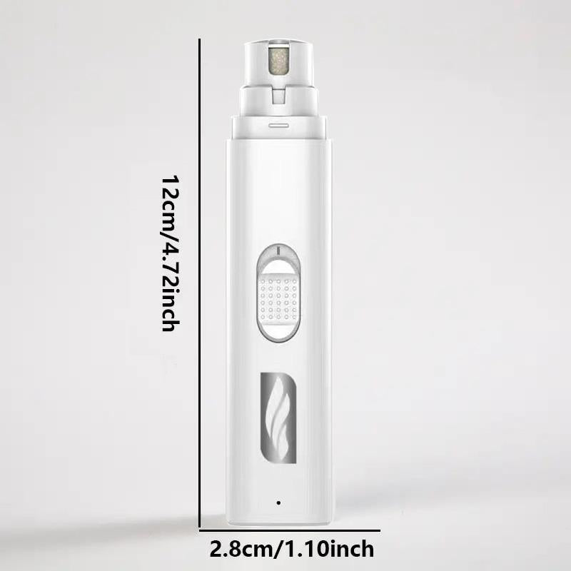 White electronic device with dimensions labeled on a light gray background.