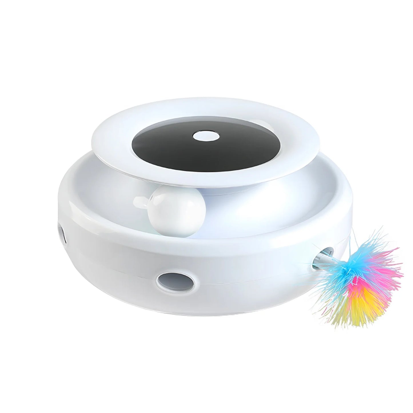 Cat Toys 2-In-1 Interactive Cat Toys for Indoor Cats, Cat Balls, Cat Mice Toy, Cat Entertainment Toys with 2PCS Feathers. Motion-Activated Toy with Feathers, provides batteries or USB Charger Cable.