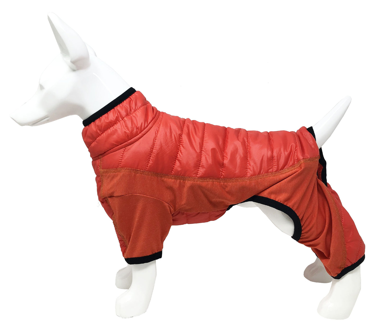 Red dog coat on a white mannequin with a white background