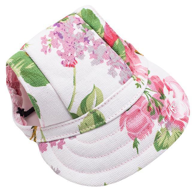 Floral-patterned pet harness on a white background