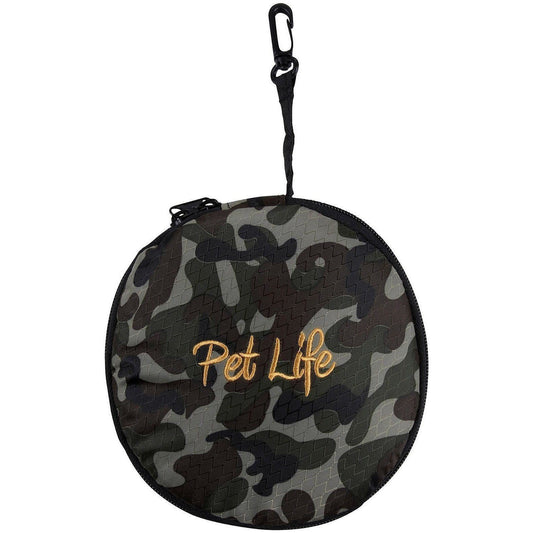 Camouflage pet accessory with 'Pet Life' branding on a white background