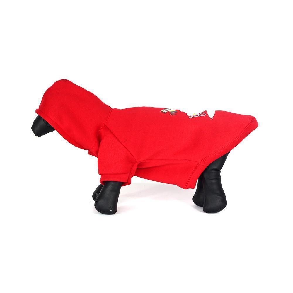 Red dog coat with black boots on a white background