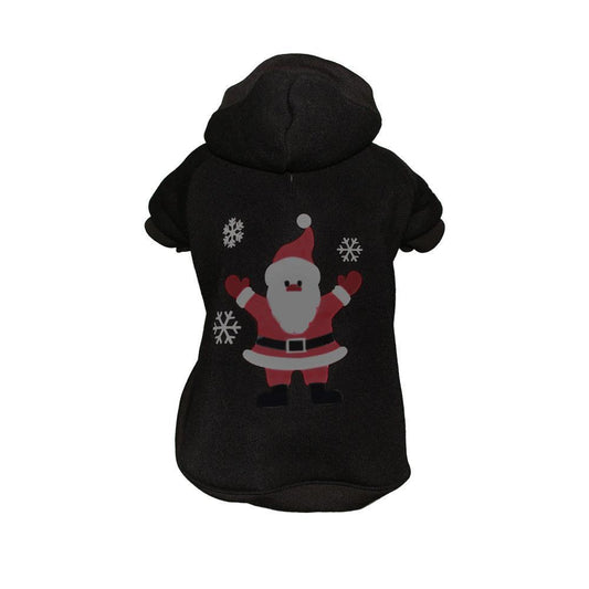 Black hoodie with a Santa Claus design on a white background