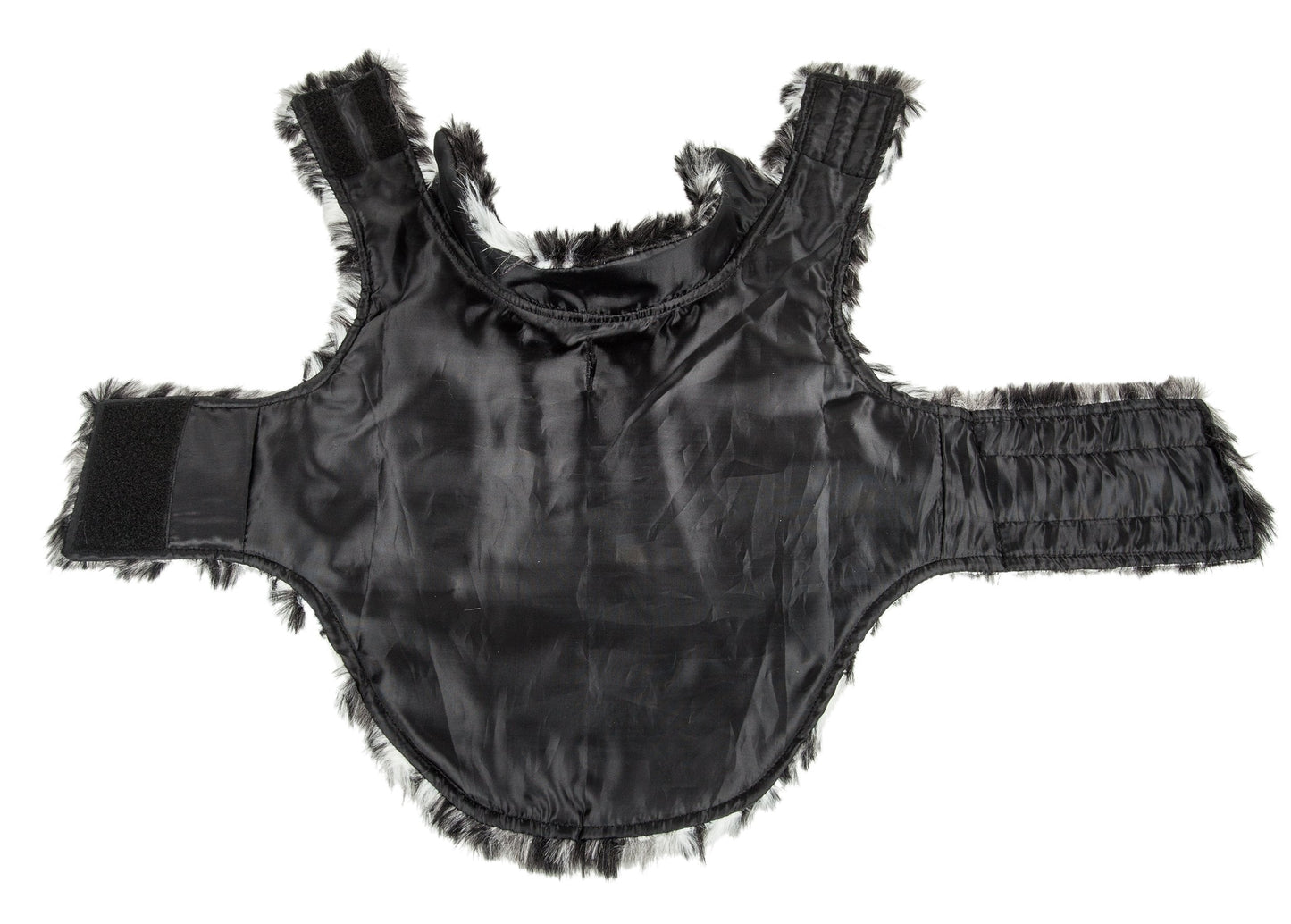 Black satin lingerie set with frayed edges on a white background