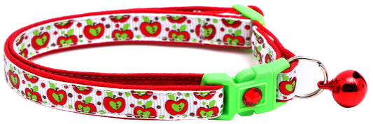 Colorful Red and Green Apples on White Breakaway Cat Collar