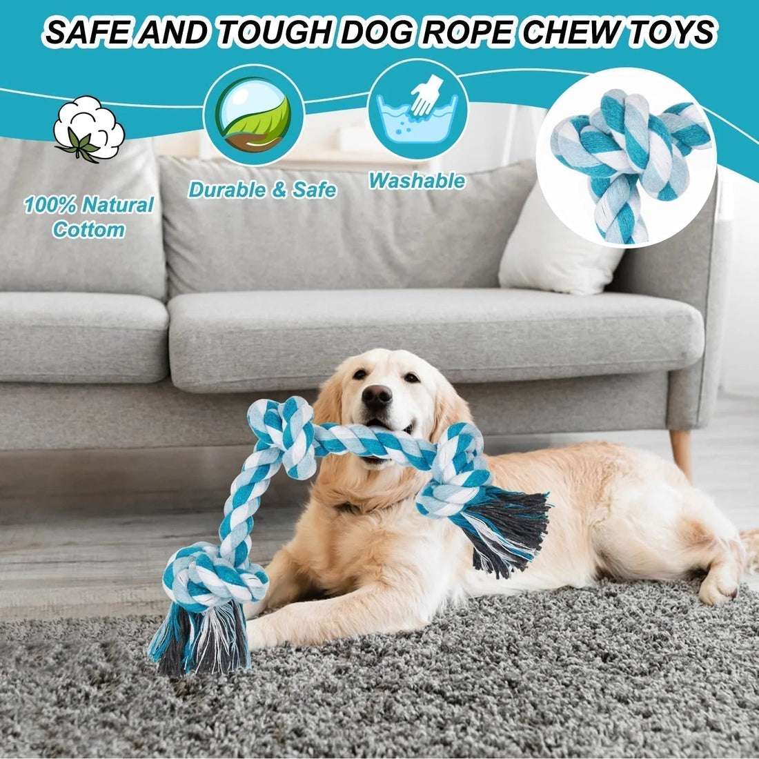 Safe and tough dog rope chew toys