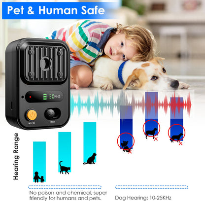 Ultrasonic Anti-Barking Device Rechargeable Auto Dog Bark Control Deterrent Box Training Device IPX4 Waterproof with 3 Frequency Max 32.8Feet Sensing