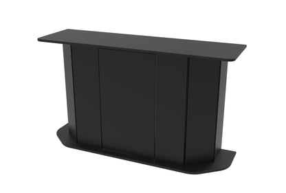 Black bar stool with a curved backrest on a white background