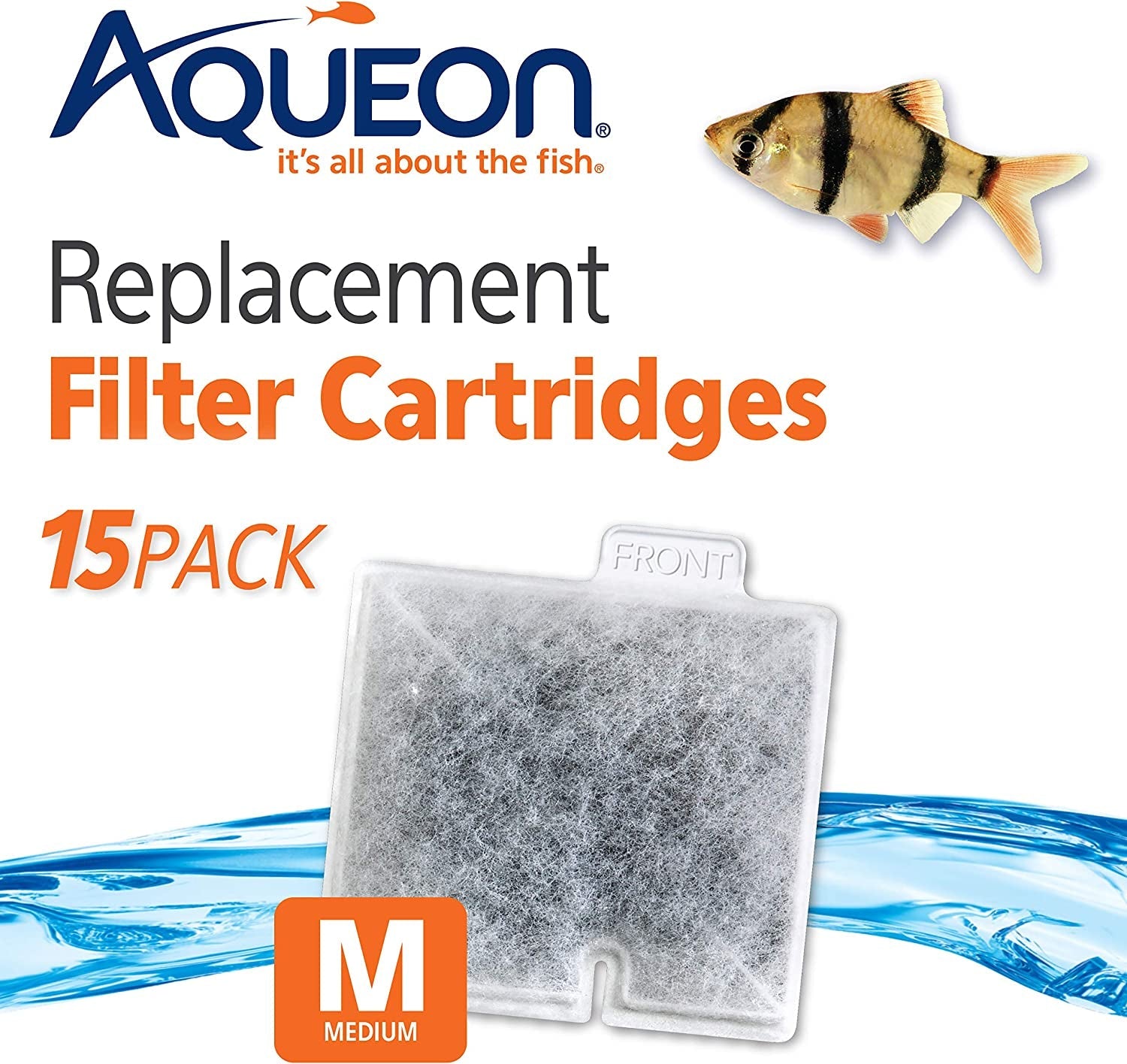 Aqueon replacement filter cartridges packaging with a fish illustration on a white background