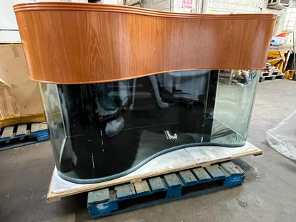 Wooden fish tank on a pallet in an indoor setting