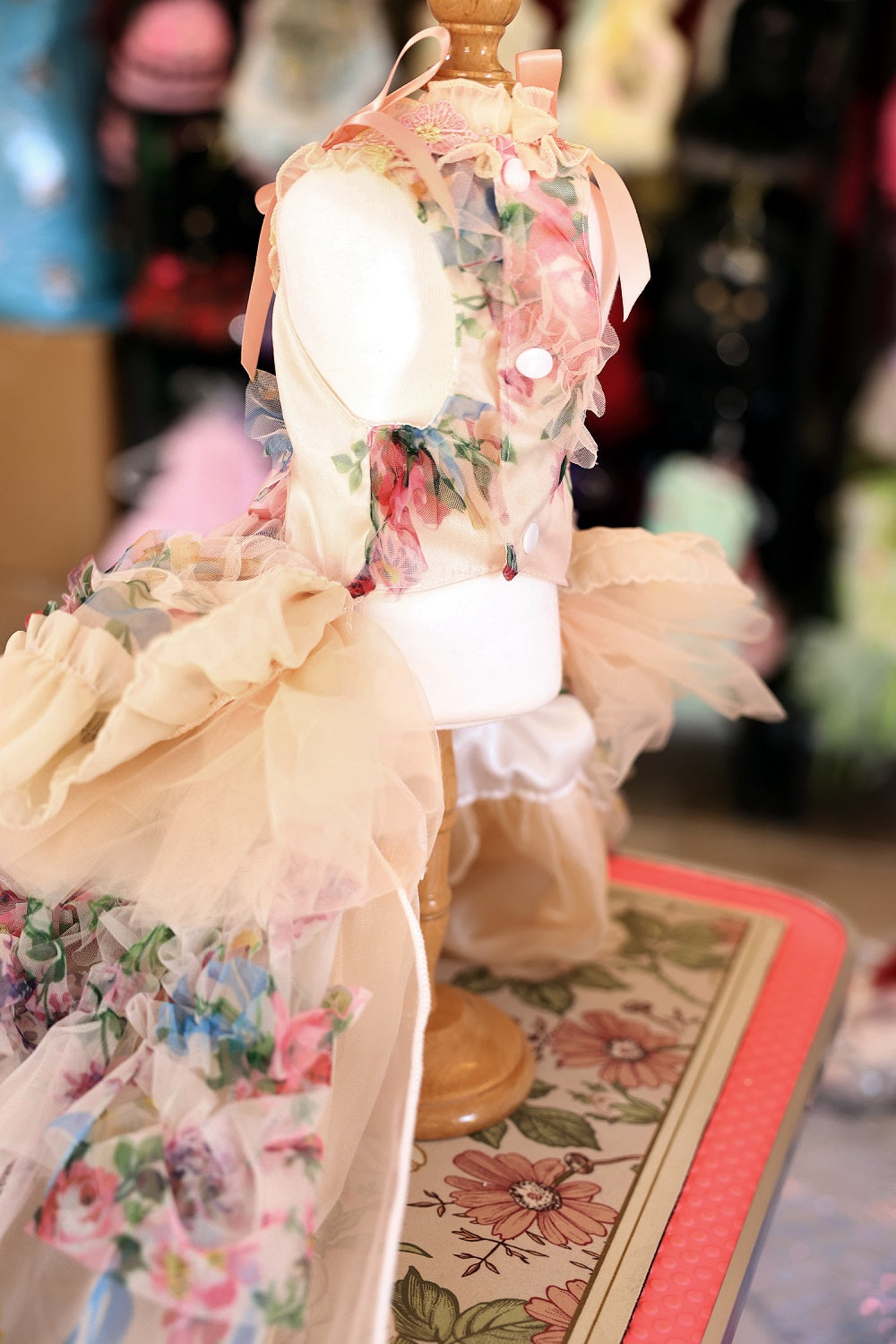 Floral Princess Dog Dress Ball Gown Trailing