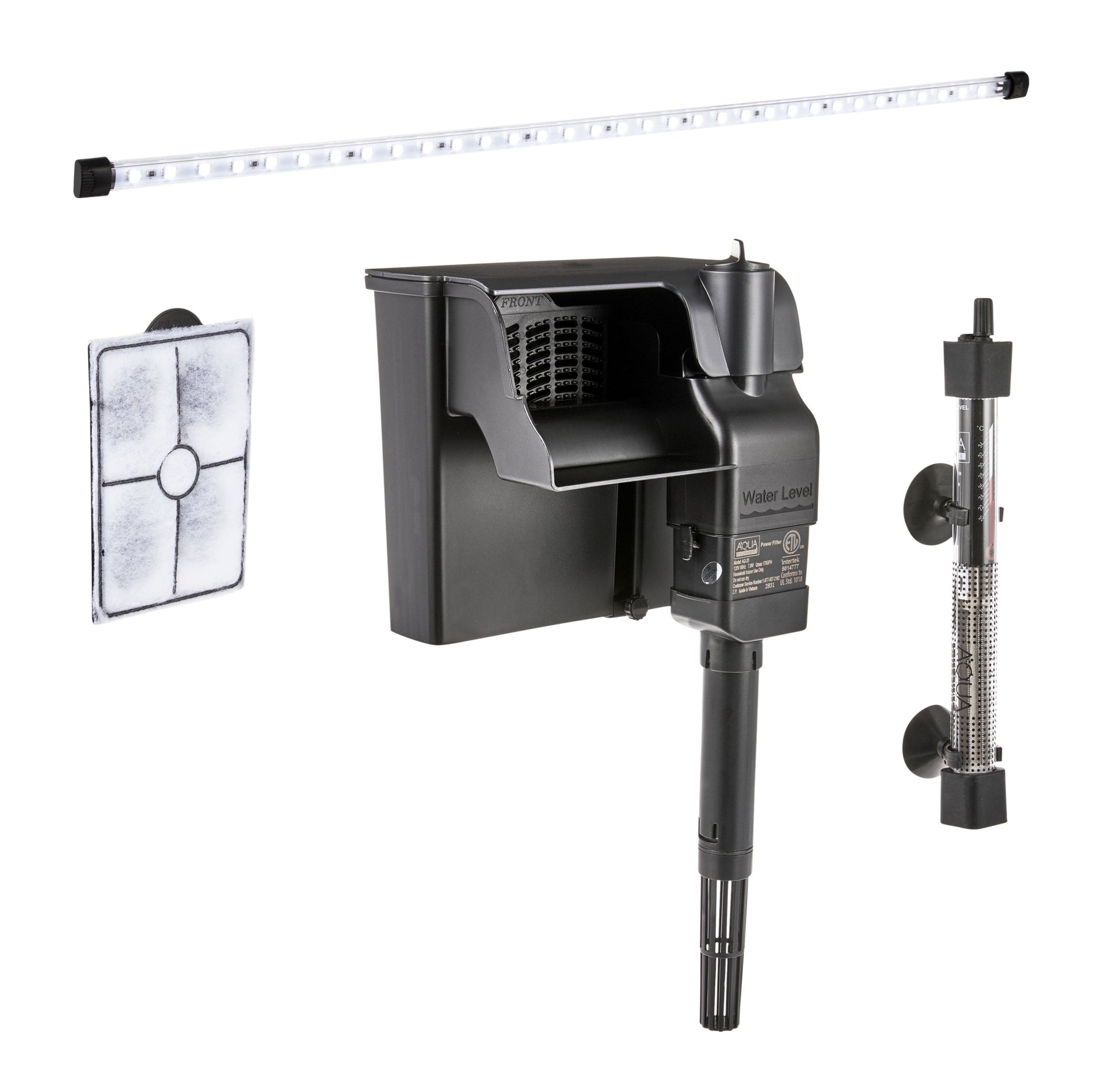 Mechanical device with various components on a white background