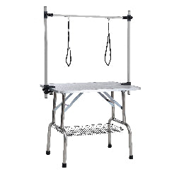 Grooming table with hanging arms on a white background