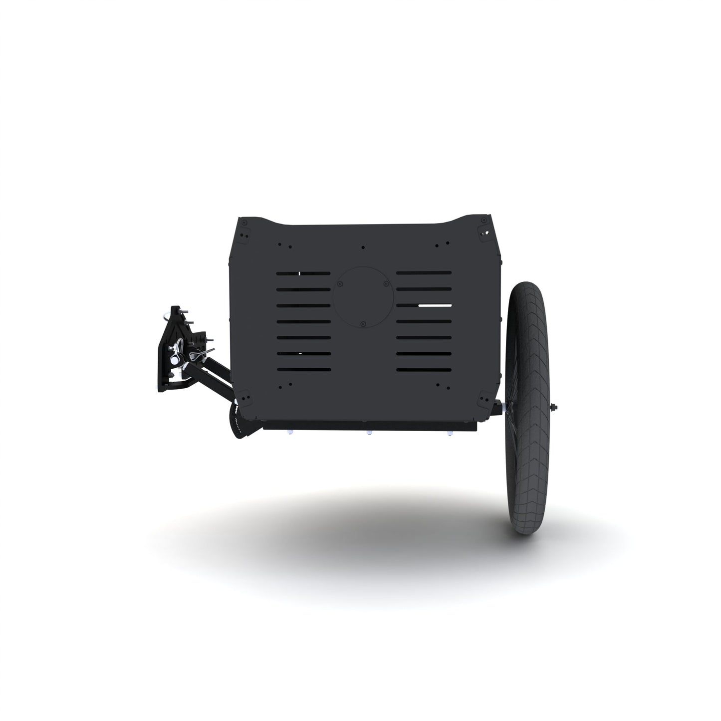 Black bicycle trailer on a white background