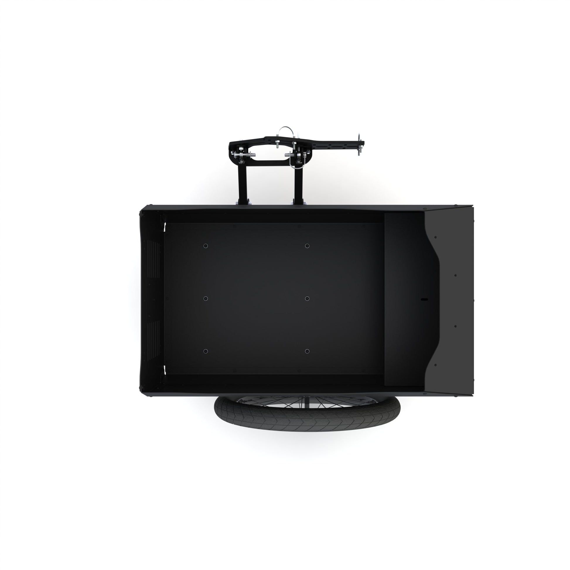 Black flat-screen TV on a white background