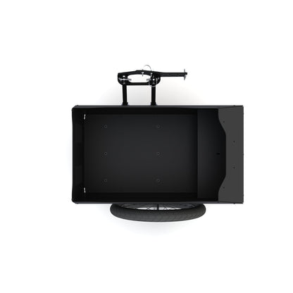 Black flat-screen TV on a white background