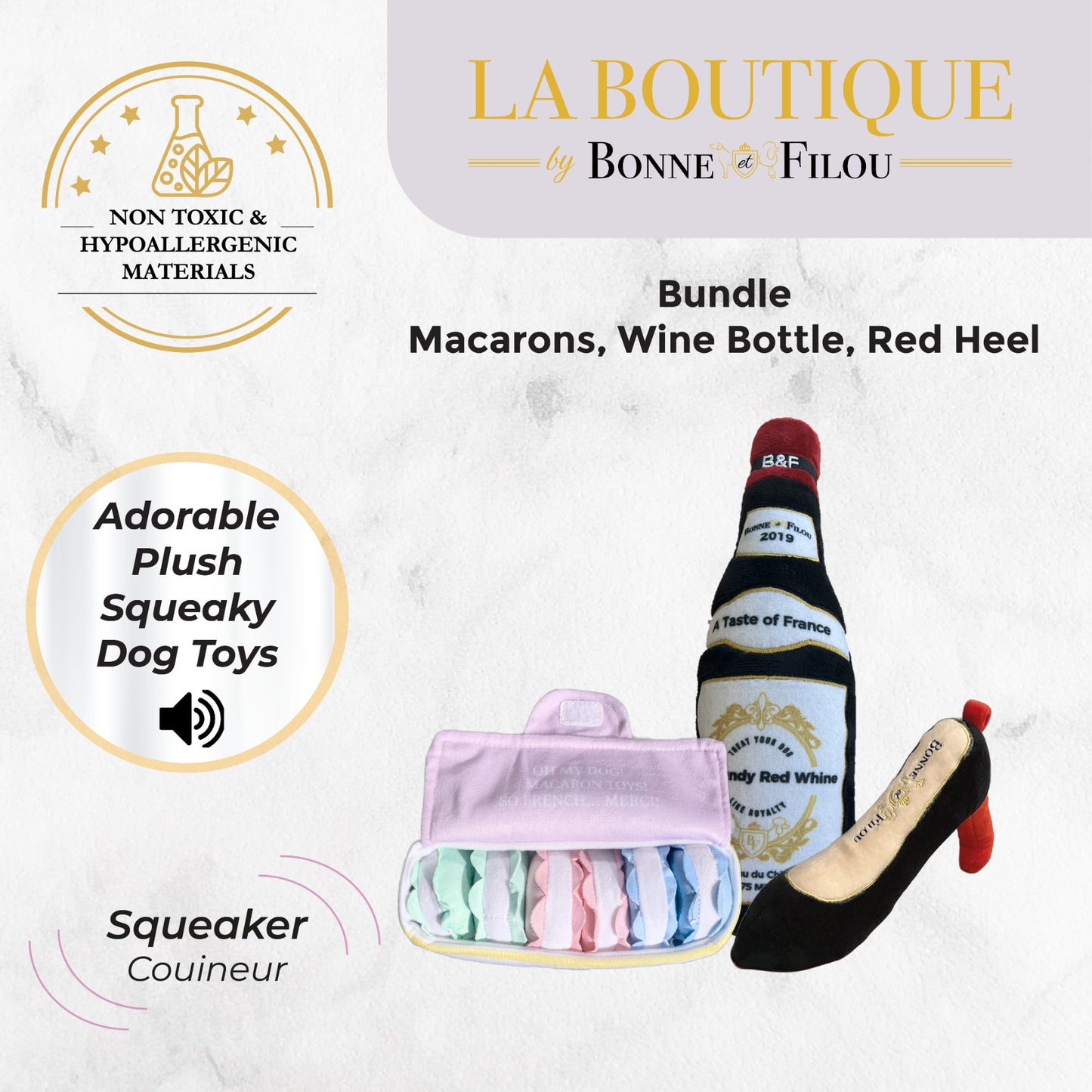 Plush Squeaky Dog Toy Set- Large - Image 2