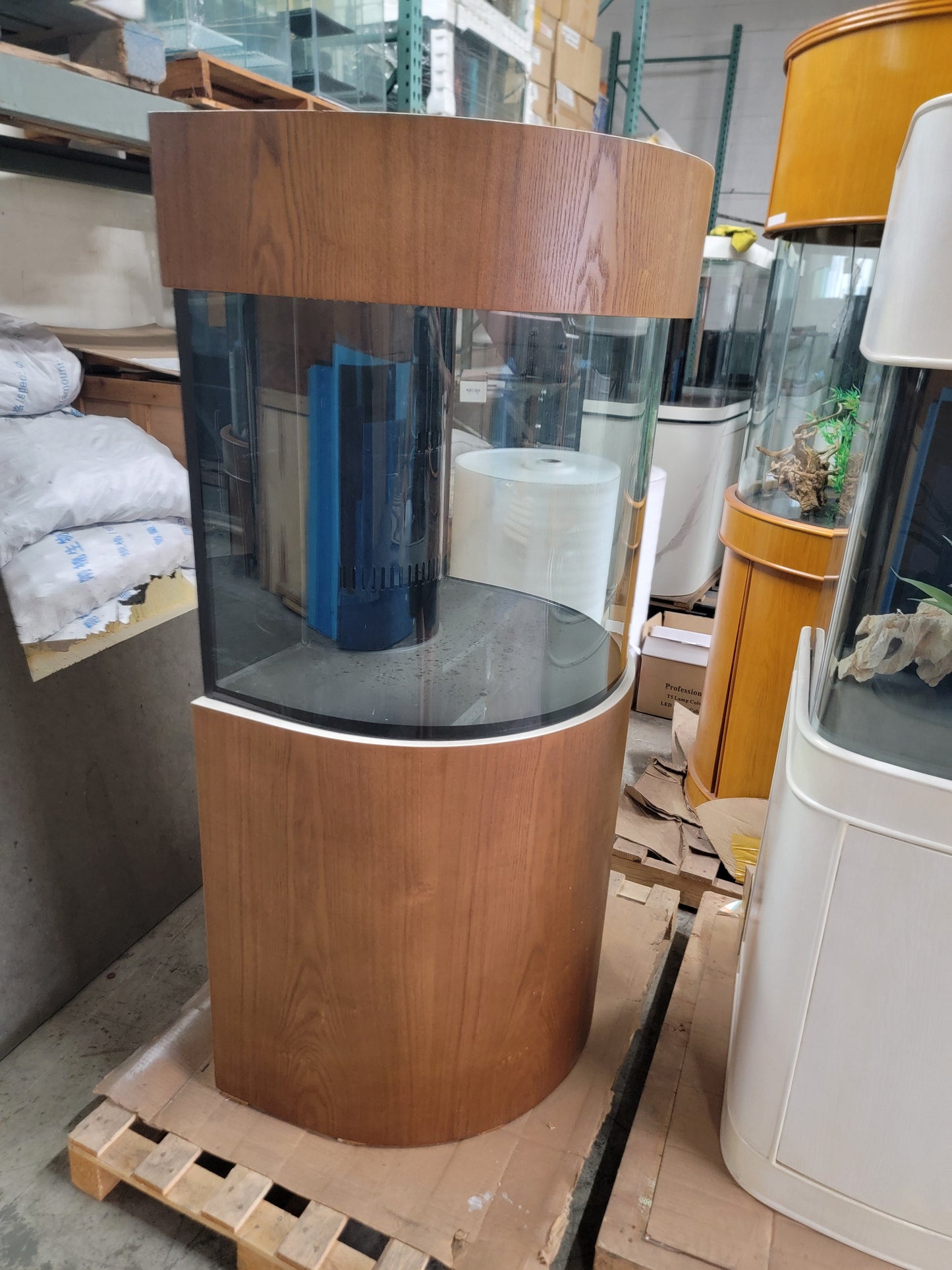 60 Gallon Half Round (Flat Sides) Reef-Ready Aquarium with Stand, Deep Oak