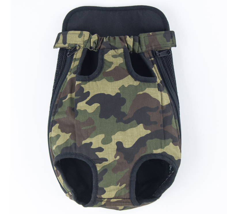 Camouflage-patterned pet coat on a white background