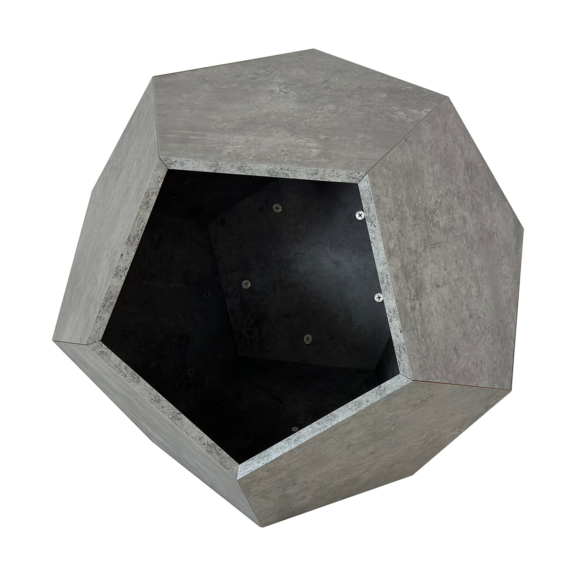 Geometric wall art piece with a concrete-like finish on a white background
