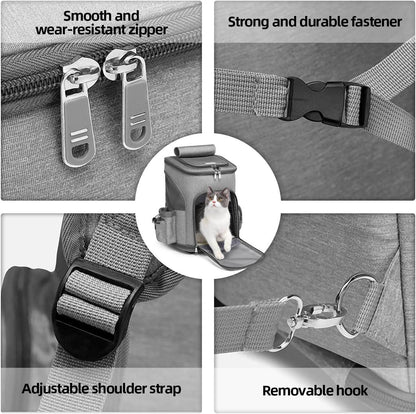 GJEASE Airline Approved Pet Carrier Backpack with Wheels(Large Space),Rolling Backpack with Durable Handle and Flexible Wheels,Breathable Durable Mesh Panels(Most Airplane Approved)