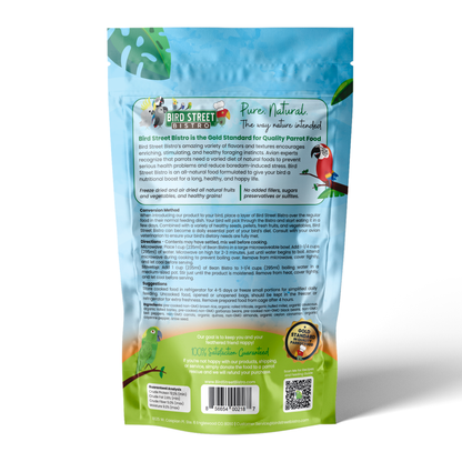 Bird food package with text and branding on a white background