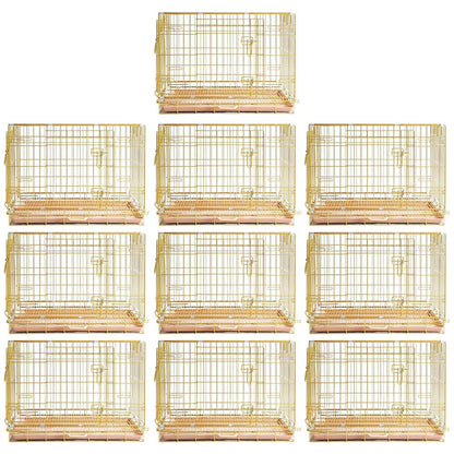 Set of gold bird cages on a white background