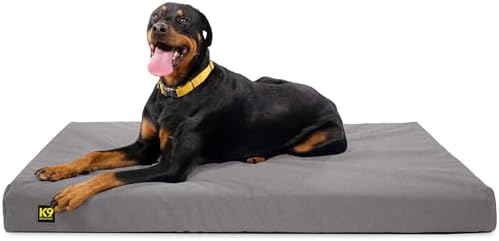K9 Ballistics Tough Ripstop Orthopedic Rectangle Dog Bed Removable Washable Cover, Solid Orthopedic Foam for Large Dogs 40"x34", Obsidian Black