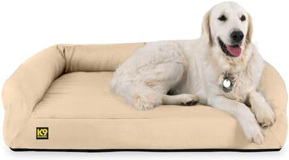 K9 Ballistics Tough Orthopedic Large Bolster Dog Bed - Washable, Durable and Water Resistant Dog Bed - Made for Big Dogs, 34"x40", Black