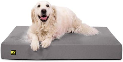 K9 Ballistics Tough Ripstop Orthopedic Rectangle Dog Bed Removable Washable Cover, Solid Orthopedic Foam for Large Dogs 40"x34", Obsidian Black