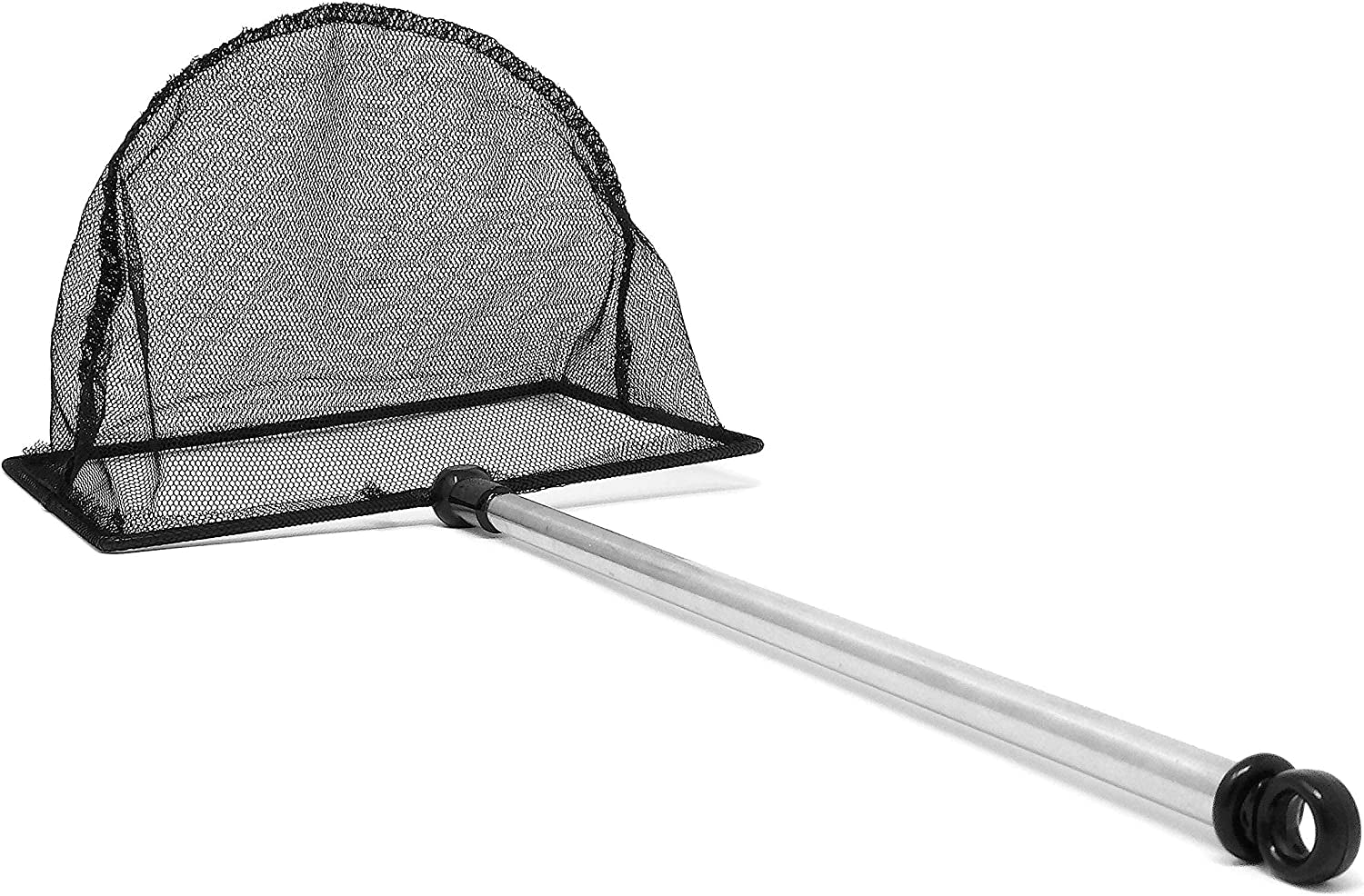 Black mesh butterfly net with a transparent handle on a white background