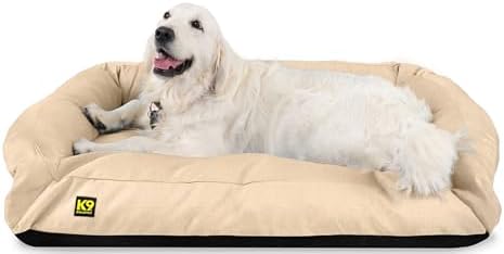 K9 Ballistics Tough Bolster Nesting Pillow Sofa Dog Bed with Removable Washable Cover - Durable, Water Resistant with Nonskid Bottom - Large, Titanium Premium Finish