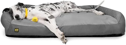 K9 Ballistics Tough Bolster Nesting Pillow Sofa Dog Bed with Removable Washable Cover - Durable, Water Resistant with Nonskid Bottom - Large, Titanium Premium Finish